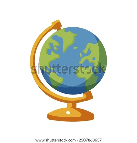 Colorful educational globe illustration on white background. Vector illustration