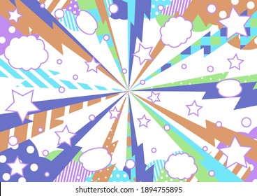 colorful effect line and comic speech bubble
