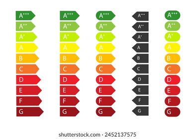 Colorful efficiency energy rating. Color scale classification. Flat design