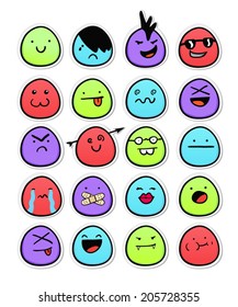 Colorful egg emoticons with different expressions