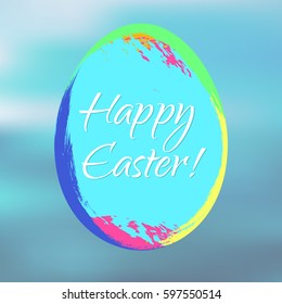 Colorful egg on a blue background. Vector illustration