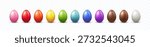 Colorful egg set isolated on transparent background. Realistic 3d food products. Vector Easter holiday celebration elements 