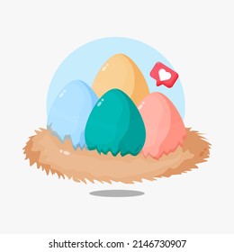 Colorful eggs in bird's nest design