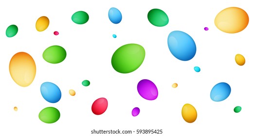 Colorful eggs in different shapes. Easter background