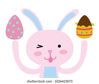 colorful eggs easter decoration and rabbit animal