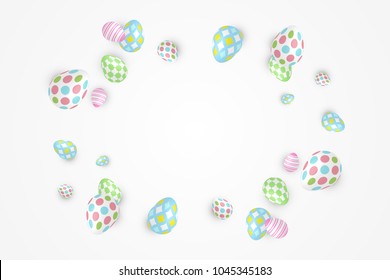 Colorful Eggs Frame For Easter Background. Celebration Banner Decoration. Vector