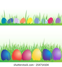 Colorful Eggs Grass Vector Set Stock Vector (Royalty Free) 254714104 ...