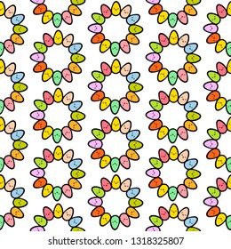 Colorful eggs hand drawn seamless pattern with cute smiling creatures