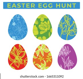 Colorful eggs illustration. Easter egg hunt.