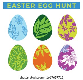 Colorful eggs illustration. Easter egg hunt. 
