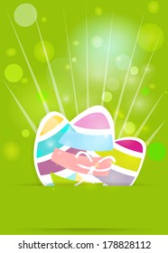 Colorful eggs on grass Easter background.Vector EPS10.