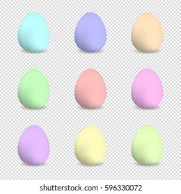Colorful eggs on a transparency background. Vector illustration