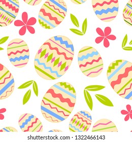 Colorful eggs seamless pattern for Happy Easter day. Background for wallpapers, textiles, papers, fabrics, web pages, gift boxs, wrapping paper, textiles