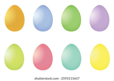Colorful eggs set isolated on white background. Easter object template. Vector illustration eps.

