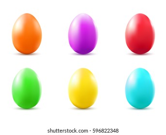 Colorful eggs set isolated on white background. Easter object template. Vector illustration.