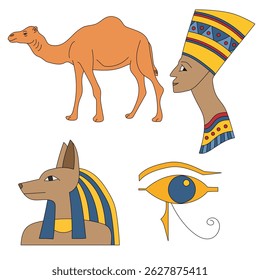 Colorful Egyptian Clipart Set of Pharaonic Ancient Egypt