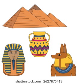 Colorful Egyptian Clipart Set of Pharaonic Ancient Egypt
