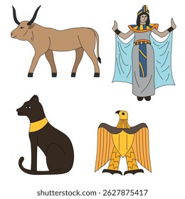 Colorful Egyptian Clipart Set of Pharaonic Ancient Egypt