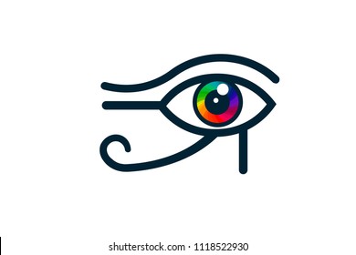 colorful egyptian eye icon. egyptian eye logo symbol flat vector