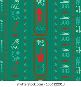 Colorful egyptian motifs seamless pattern. Ethnic hieroglyph symbols origami. Repeating ethnical fashion pattern for marketing purpouses.