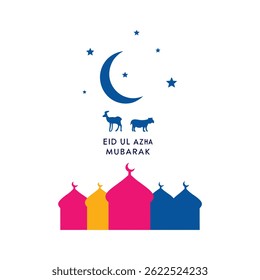 Colorful Eid al-Adha Vector with Goats and Islamic Decorations with vector designs

