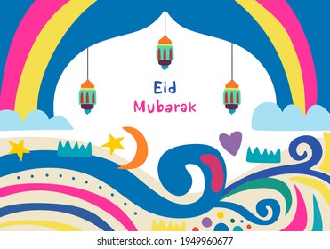 bunter eidmubarak-Hintergrund, minimalistischer Ornament