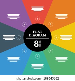 Colorful eight sided full background stripe puzzle presentation diagram infographic template with explanatory text field