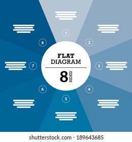 Colorful eight sided full background stripe puzzle presentation diagram infographic template with explanatory text field