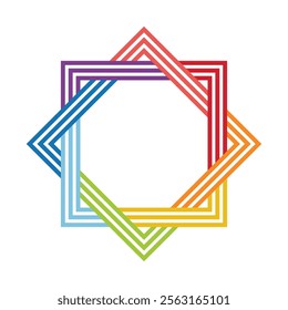 Colorful eight-point star. Vector icon, symbol. Vector illustration.