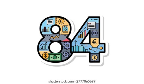 Colorful eighty four number graphic design