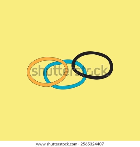 Colorful elastic bands for hairdo vector illustration. Hairstyling and hairdressing accessories.