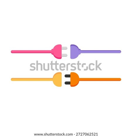 Colorful Electric Plug Shows Horizontal Cable Connection
