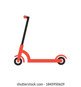 Colorful electric scooter, icon isolated on white background. Concept eco activity transport. Flat style. Vector illustration.