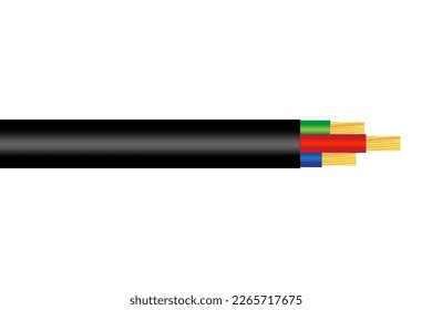cable eléctrico colorido tres cables. Antecedentes tecnológicos. Ilustración vectorial.