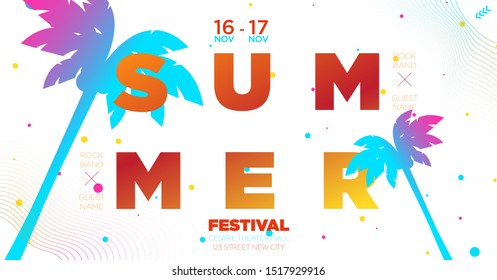 Colorful electronic Music Covers for Summer Night Party or Club Party Flyer. Colorful music festival banner. Template for DJ Poster, Web Banner, Pop-Up, Flyer,..