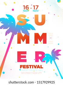 Colorful electronic Music Covers for Summer Night Party or Club Party Flyer. Colorful music festival banner. Template for DJ Poster, Web Banner, Pop-Up, Flyer,..