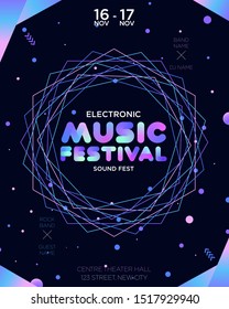 Colorful electronic Music Covers for Summer Night Party or Club Party Flyer. Colorful music festival banner. Template for DJ Poster, Web Banner, Pop-Up, Flyer,..