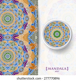 colorful elegance tribal ornament, mandala, for greeting, invitation card, or cover. Vector illustration