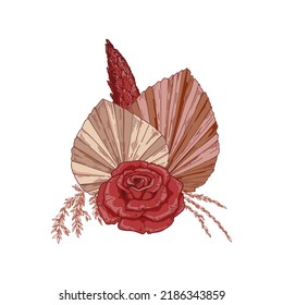 Colorida y elegante composición de flores de otoño. Elementos modernos de diseño florista. Ilustración vectorial en el estilo de esbozo