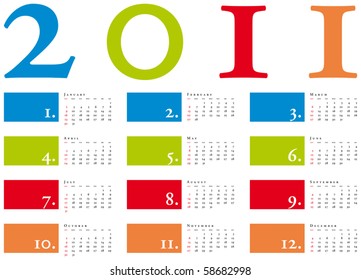 Colorful and elegant Calendar for year 2011 in vector format