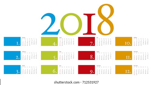 Colorful and elegant Calendar for year 2018 in vector format