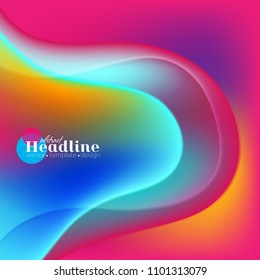 Colorful elegant holographic liquid waves abstract background. Vector design