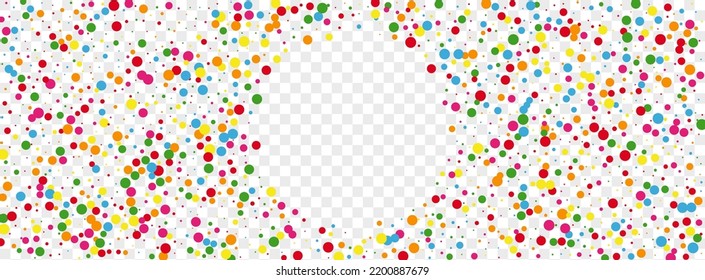 Colorful Element Background Transparent Vector. Polka Isolated Template. Bright Summer. Multicolored Round Geometric. Geometric Party Card.