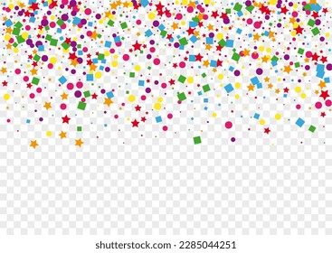 Colorful Element Background Transparent Vector. Polka Christmas Texture. Multicolored Shrovetide. Rainbow Round Birthday. Confetti Celebration Template.