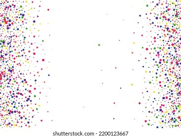 Colorful Element Background White Vector. Dot Happiness Texture. Bright Celebration. Rainbow Geometric Transparent. Round Prize Template.