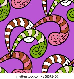 Colorful element on blue background. Line art seamless border for design template. Eastern style element. Colorful outline floral decor. Vector illustration for invitations, cards, web page.