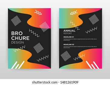 Colorful elements on black design for annual report, brochure, flyer, poster. Abstract black background vector illustration for flyer, leaflet, poster. Business abstract A4 brochure template.