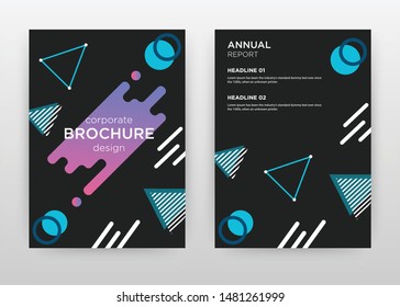 Colorful elements on black design for annual report, brochure, flyer, poster. Black abstract background vector illustration for flyer, leaflet, poster. Business abstract A4 brochure template.