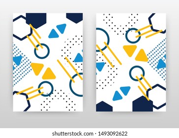 Colorful elements on white design for annual report, brochure, flyer, poster. Yellow blue shapes on white background vector illustration flyer, leaflet, poster. Business abstract A4 brochure template.