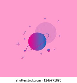 Colorful elements, planets gradient abstract shape for banner. Fluid geometric frame. Vector flat design for business cards, invitations, gift cards, flyers, brochures